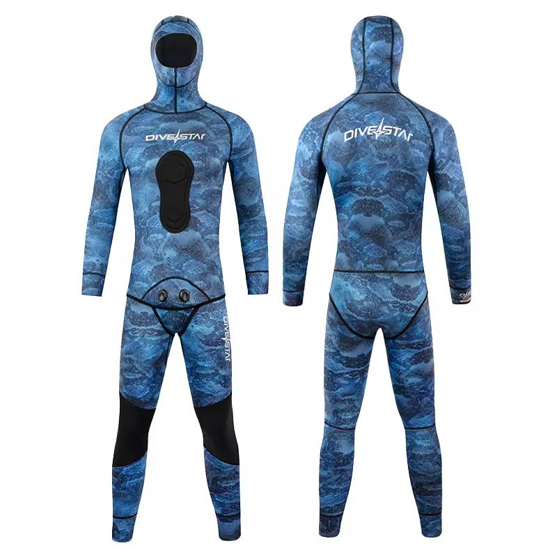 3mm neoprene camouflage hooded spearfishing wetsuit