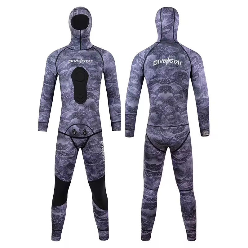 3mm neoprene camouflage hooded spearfishing wetsuit