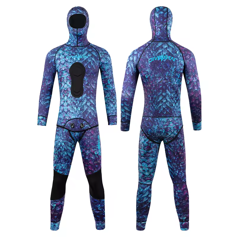3mm neoprene camouflage hooded spearfishing wetsuit