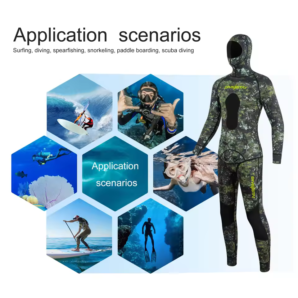 3mm neoprene camouflage hooded spearfishing wetsuit